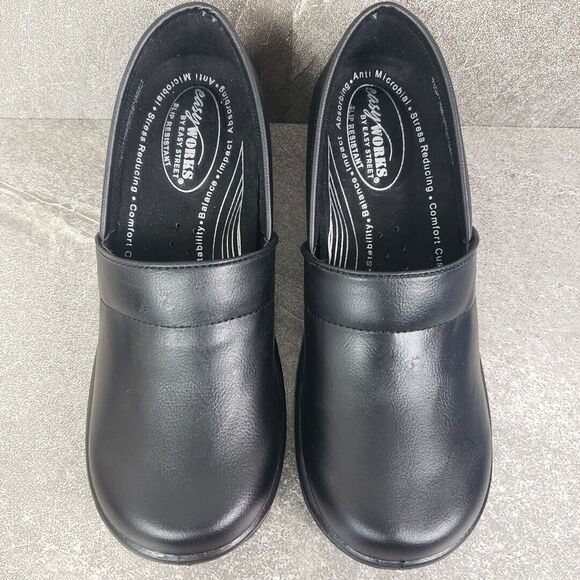 Easy Street Easy Works Shoes Womens 7.5 M Black Lyndee Comfort Clog - Picture 2 of 8